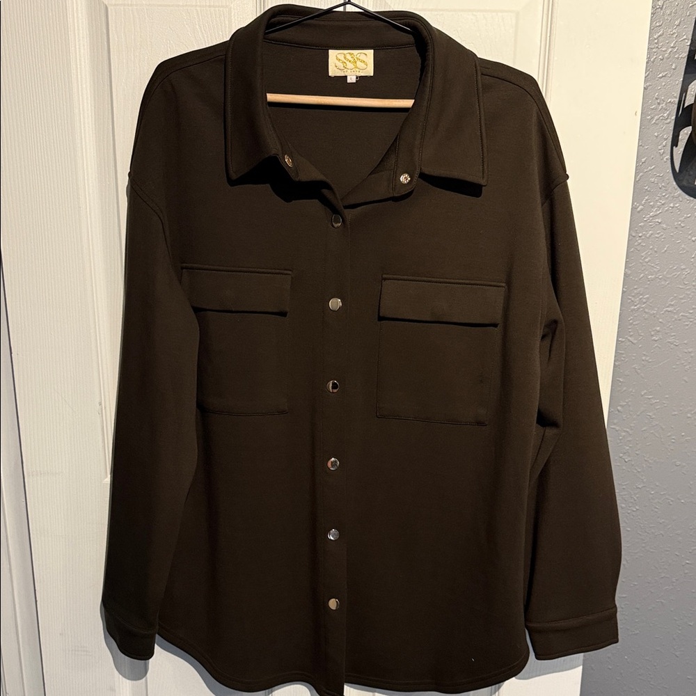 SSYS Women’s Deep Olive Button Down Shirt Jacket